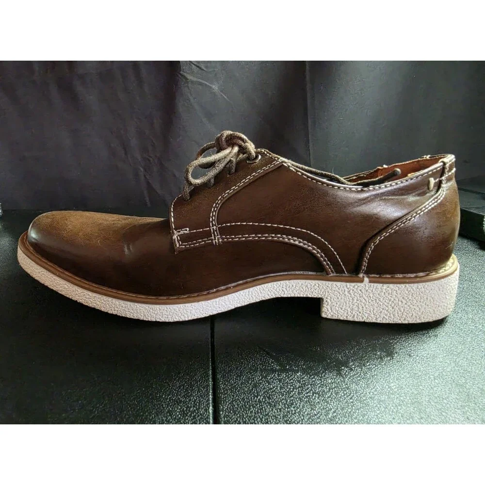 Deer Stags Men's Brown Memory Foam Lace Up Casual Dress Shoes Size 8